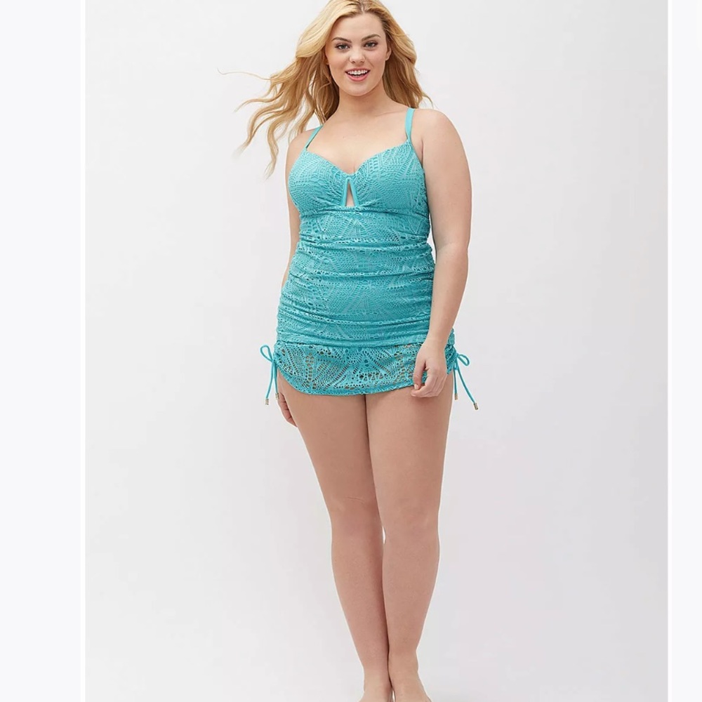 Cacique Crochet Drawstring swim skirt bottom - Picture 2 of 6
